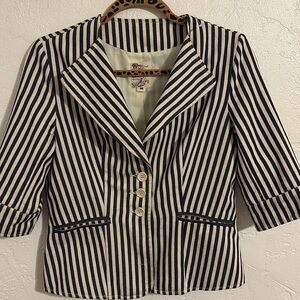Tulle Black and White Striped Blazer